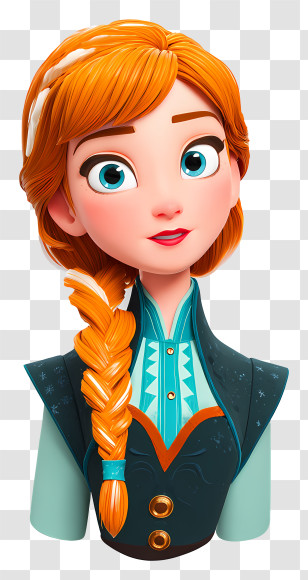 Frozen Anna - Animated Girl With Braided Hair Transparent PNG