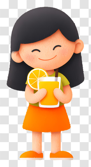 Child Drinking Orange Juice - Girl Holding Orange Juice Transparent PNG