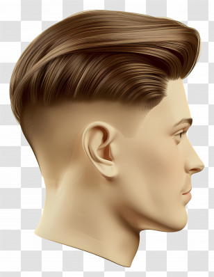 Mid Fade Haircut - Stylish Male Hairstyle Profile Illustration Transparent PNG