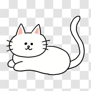Cartoon - Simple White Cat Cartoon Illustration Transparent PNG