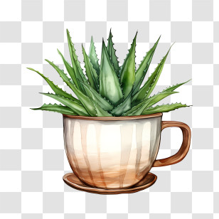 Aloe Vera - Aloe Vera Plant In Elegant Teacup Transparent PNG