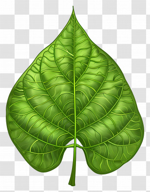 Bodhi Tree Leaf - Detailed Green Leaf Illustration Transparent PNG