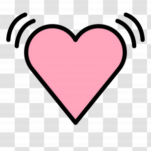 Beating Heart Emoji - Pink Heart With Vibration Lines Transparent PNG