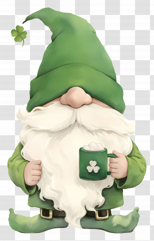 St Patricks Day Gnome - Cartoon Gnome With A Clover Cup Transparent PNG