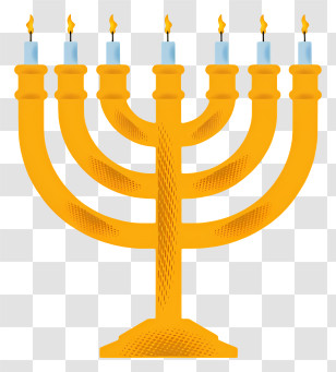 Hanukkah Menorah - Blue Hanukkah Menorah With Candles Transparent PNG