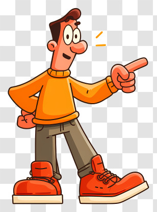 Cartoon Character Pointing - Cartoon Man Pointing Transparent PNG