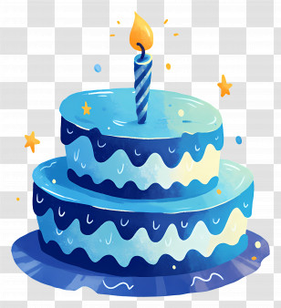 Birthday Cake - Blue Birthday Cake With Candle Transparent PNG