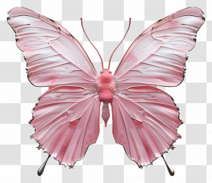 Pink Butterfly - Pink Butterfly With Metallic Details Transparent PNG