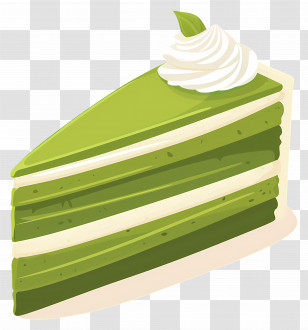 Matcha Cake - Layered Matcha Green Tea Cake Slice Transparent PNG