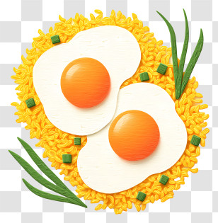 Fried Rice Egg Onion - Fried Eggs On Rice Dish Transparent PNG