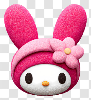 My Melody Face - Pink Bunny Character With Flower Transparent PNG