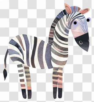 Zebra - Cute Watercolor Zebra With Striking Stripes Transparent PNG