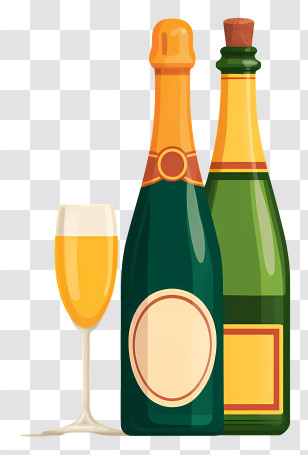 Wine Bottle And Champagne - Champagne Bottles And Glass Transparent PNG