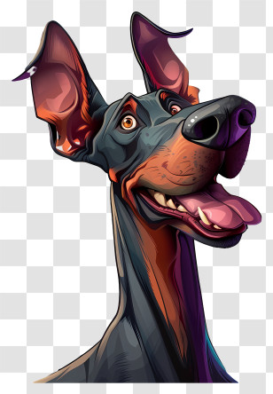 Cartoon Dog - Cartoon Of A Happy Doberman Transparent PNG