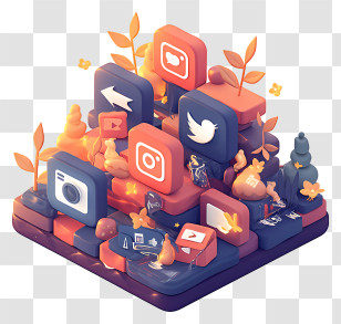Social Media - 3D Social Media Icons Transparent PNG