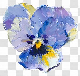 Oil Painting - Blue Painted Flower Transparent PNG