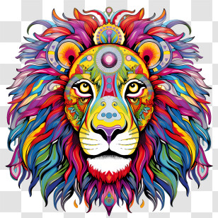 Lion Head - Colorful Artistic Lion Face Design Transparent PNG