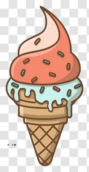 Ice Cream Cone - Bright Ice Cream Cone With Sprinkles Transparent PNG