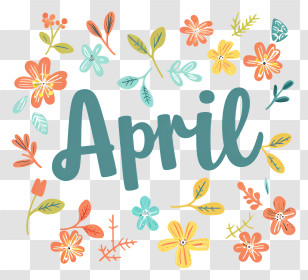 Hello April - April Floral Decorative Text Design Transparent PNG