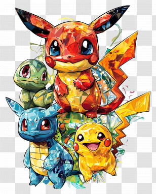 Pokemon - Colorful Pokemon Characters Transparent PNG