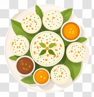 Idli - Assorted Idli With Variety Of Chutneys Transparent PNG
