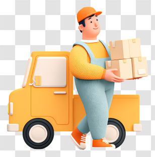 Loading Parcels In Truck - Delivery Man With Boxes And Truck Transparent PNG