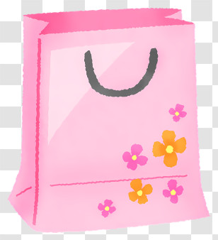 Paper Bag - Pink Floral Shopping Bag Transparent PNG