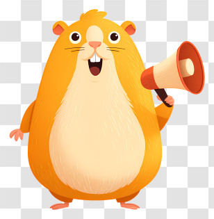 Guinea Pig Holding Megaphone - Cheerful Hamster With Megaphone Transparent PNG