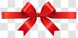 Red Ribbon With A Bow - Elegant Red Ribbon Bow For Decoration Transparent PNG