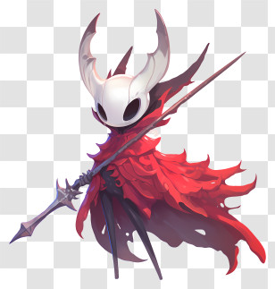 Hollow Knight Silksong - Fantasy Character With Spear And Red Cape Transparent PNG