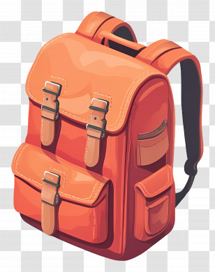 Isometric Backpack - Orange Backpack With Pockets Transparent PNG