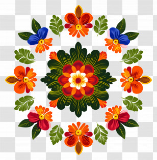 Onam Floral Rangoli - Floral Circular Pattern Design Transparent PNG
