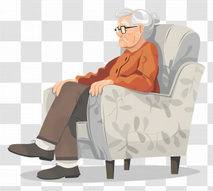 Tired Old Woman - Elderly Woman Resting In An Armchair Illustration Transparent PNG