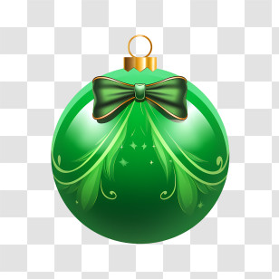 Christmas Ball - Green Christmas Ornament With Bow Transparent PNG