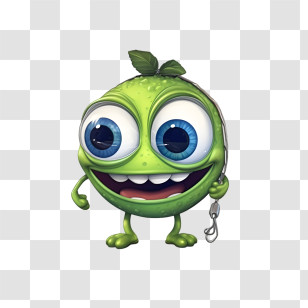 Cute Emoji - Cute Green Cartoon Character With Big Eyes Transparent PNG