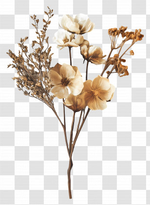 Dried Flower Art - Dried Flowers Bouquet In Rustic Style Transparent PNG