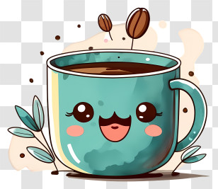 Smiling Cup - Smiling Cute Coffee Cup Transparent PNG