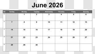 June 2026 Calendar - July 2026 Calendar With Dates Transparent PNG