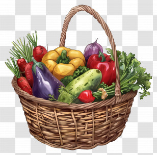 Basket Of Fresh Vegetables - Basket Full Of Fresh Vegetables Illustration Transparent PNG