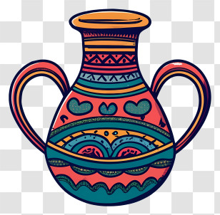 Cartoon - Ethnic Multicolored Decorative Vase Transparent PNG