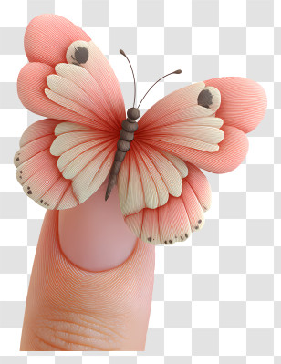 Gentle Pink Aesthetic - Tiny Pink Butterfly On Fingertip Transparent PNG
