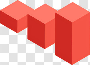 Cartoon - Red 3D Geometric Blocks Composition Transparent PNG