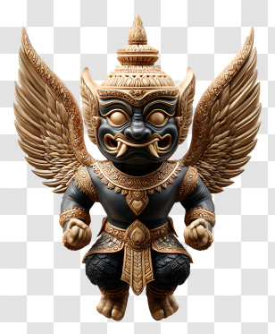 Garuda Art - Golden Winged Mythical Statue Transparent PNG