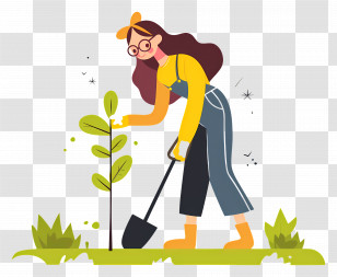 Woman Planting Trees - Woman Planting A Tree Illustration Transparent PNG