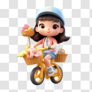Riding Bike
 - Cute Girl Riding A Bicycle With Baskets Transparent PNG