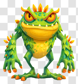 Frog Monster - Colorful Spiky Green Monster Transparent PNG