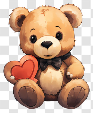 Watercolor Teddy Bear - Cute Teddy Bear Holding A Heart Transparent PNG