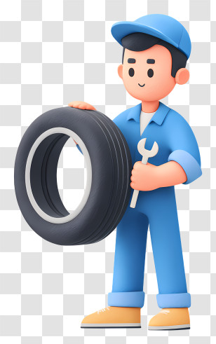 Automotive Repair Service - Friendly Mechanic With Tire Transparent PNG