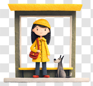 Girl With Dog At Bus Stop - Girl Waiting At Bus Stop Transparent PNG