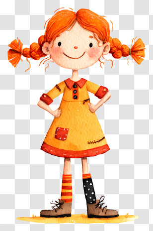 Cartoon Girl - Cheerful Redhead Girl Transparent PNG